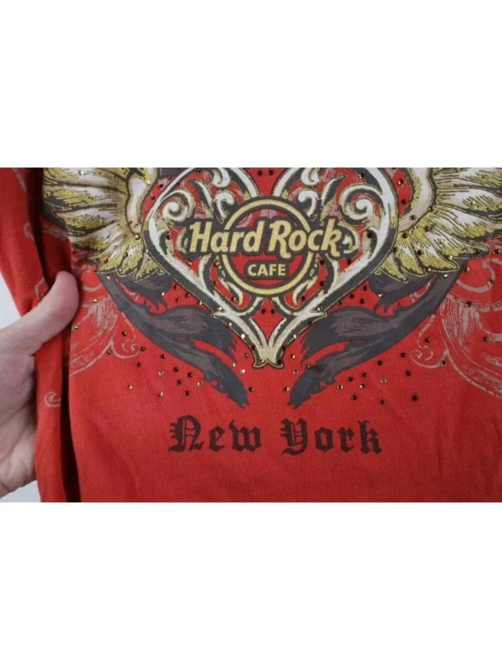 Vintage Y2K Hard Rock Cafe Womens Medium Faded Tribal Heart New York T-Shirt